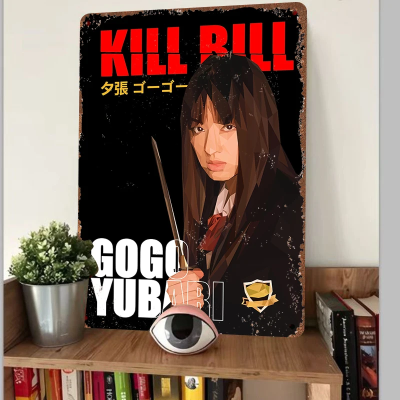 Kill Bill Gogo Yubari Poly Art Metal Wall Decor Japanese Anime Character Samurai Sword Poster