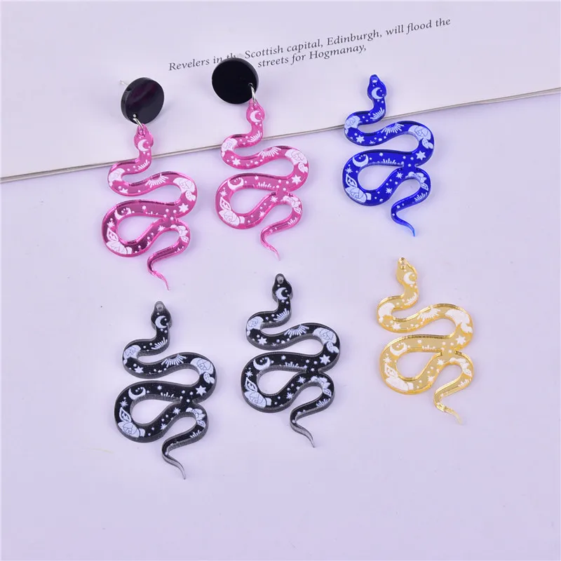 Mix color 10pcs Moon Flower Snake Arcylic Charms for DIY Earring Jewelry Design Making