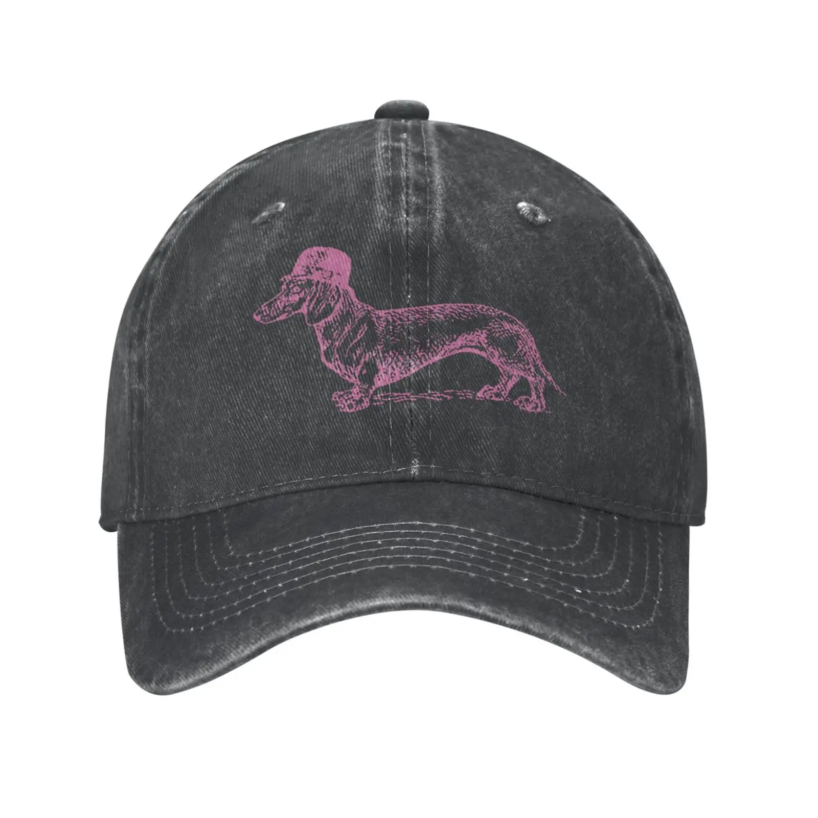 Puppy Dog Dad Hat Dachshund Baseball Cap Cute A Pink Dachshund Wearing A Hat Woman Summer Cotton Sun Hat Man Trucker Hats