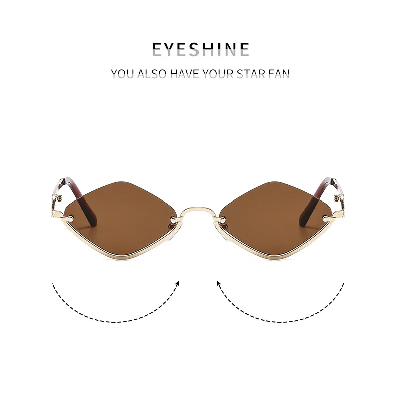 Mode Kleine Polygonale Sonnenbrille Frauen Marke Metall Halb Rahmen Gläser Damen Hipster Sexy Cat Eye Shades Vintage – Detail 3