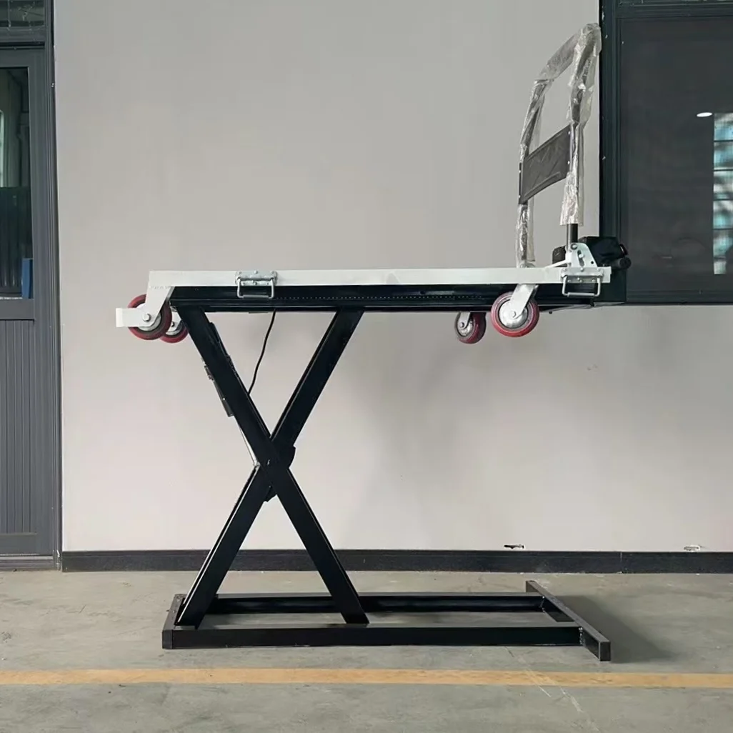 Portable Electric Powered Self Loading Hand Carts and Trolleys Flat 140*70*70cm 300w Lifting Table Hydraulic Platform Lift Truck