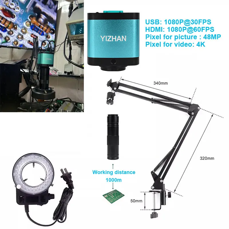 48MP 4K Digital Microscope for Soldering HDMI Camera Microscope Lens Magnifier 150X USB Coin Microscope for Cell Phones PCB