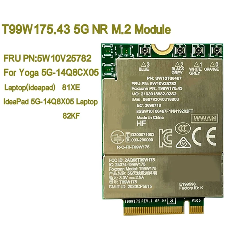Y01A 5G NR T99W175 X55 Module M. 2 Card FRU 5W10V25782 With Antenna For Ideapad 5G-14Q8X05 For Yoga 5G-14Q8CX05 Laptops