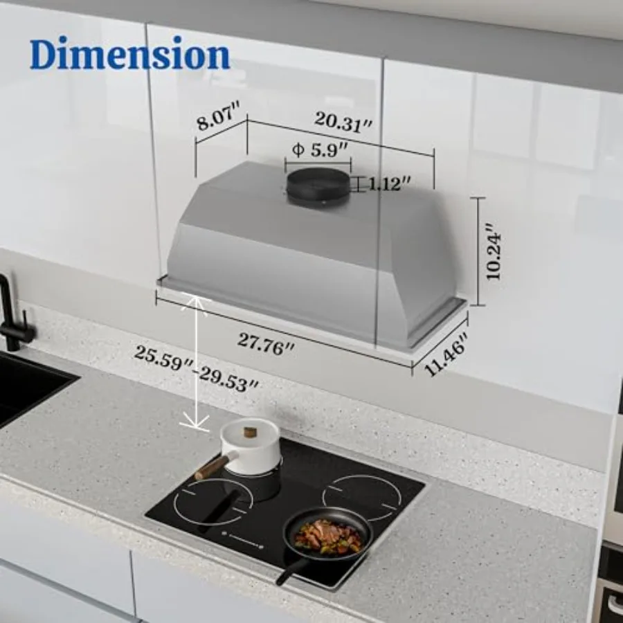 شفاط المطبخ 30 بوصة مع 450 CFM تصميم قابل للتحويل بدون مجاري لتهوية المطبخ وموقد مدمج من الفولاذ المقاوم للصدأ