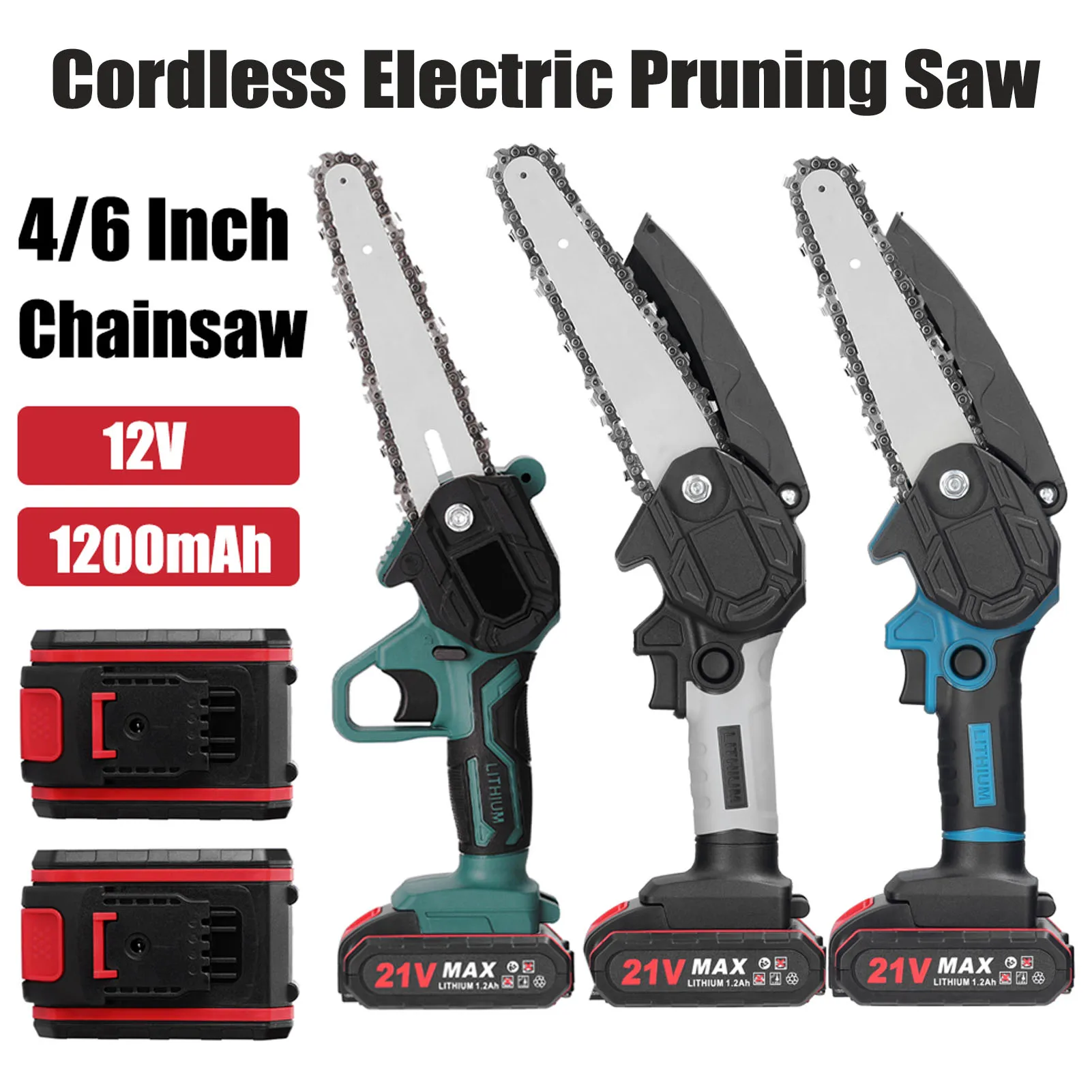 6 Inch Cordless Electric Pruning Saw 21V Rechargeable Wood Spliting Chainsaw Woodworking Garden Orchard Trimming Saw Chain Saw