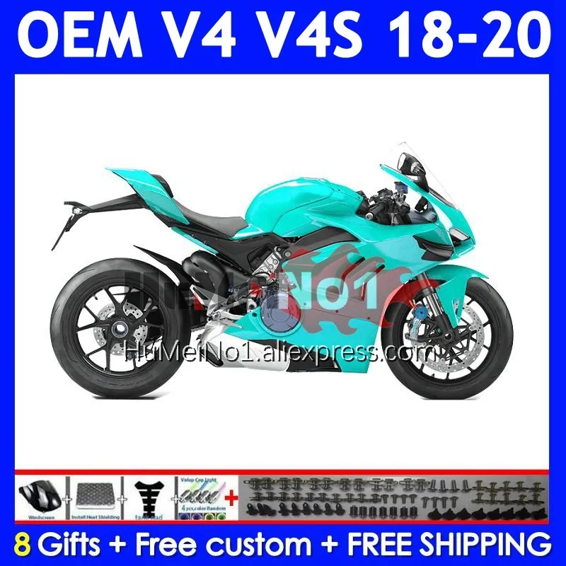 Injection Bodys For DUCATI Panigale V4 V 4 S R V4S V4R 327No.63 V4-S V4-R 2018 2019 2020 18 19 20 OEM Glossy Cyan Fairing Kit