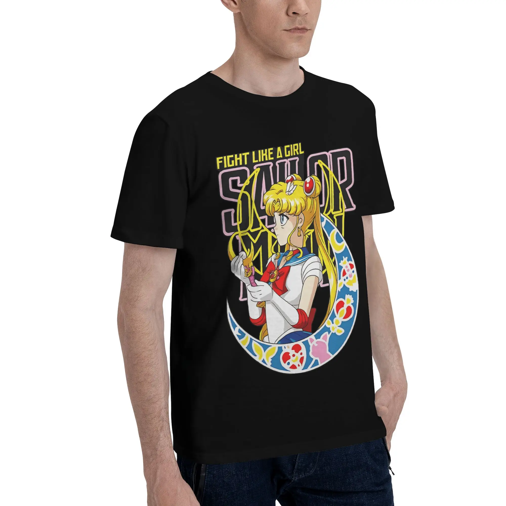 Sailor Moon  Novelty 100% Cotton T-Shirt Bandai Sailor Moon Tops Tees For Men