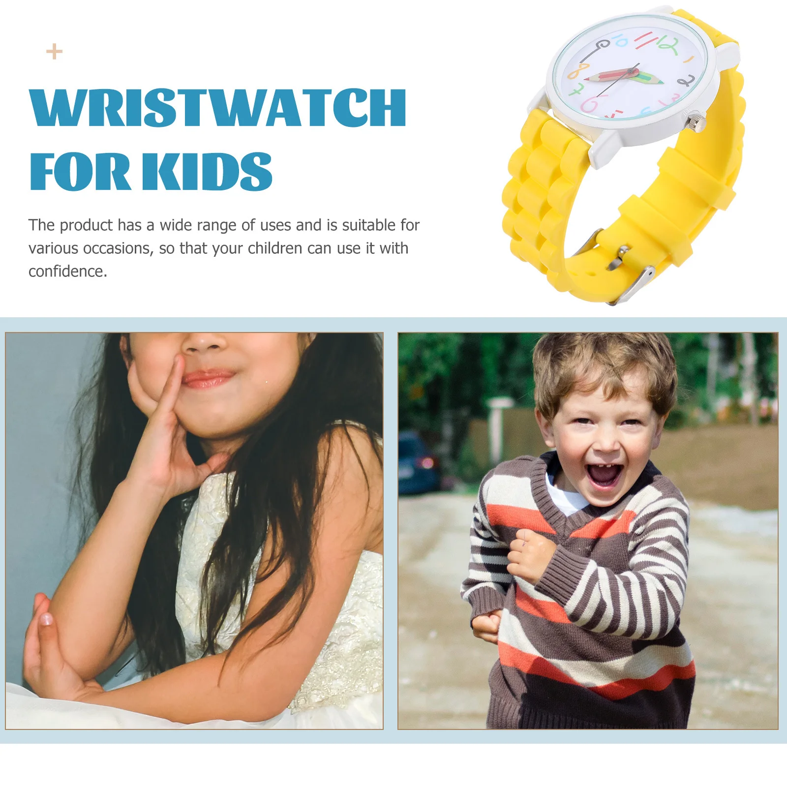 1 قطعة ساعة كارتون كوارتز تعلم ساعة اليد الصفراء دائم مريح هدية عيد ميلاد ل #1