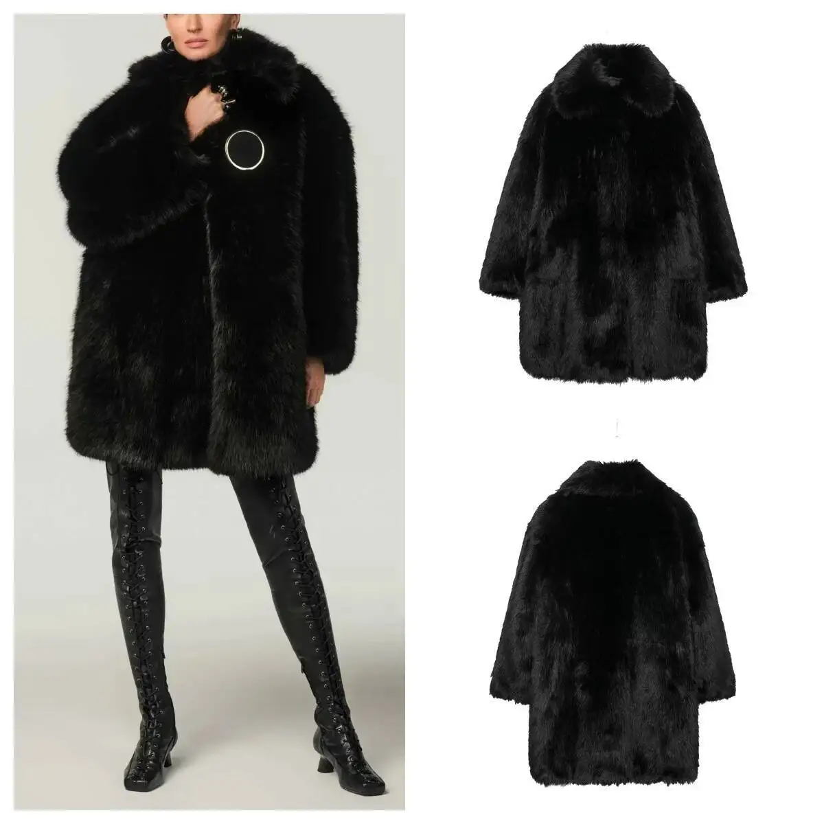 

Зимняя новая модная темпераментная женская высококачественная теплая шуба с лацканами в европейском и американском стиле