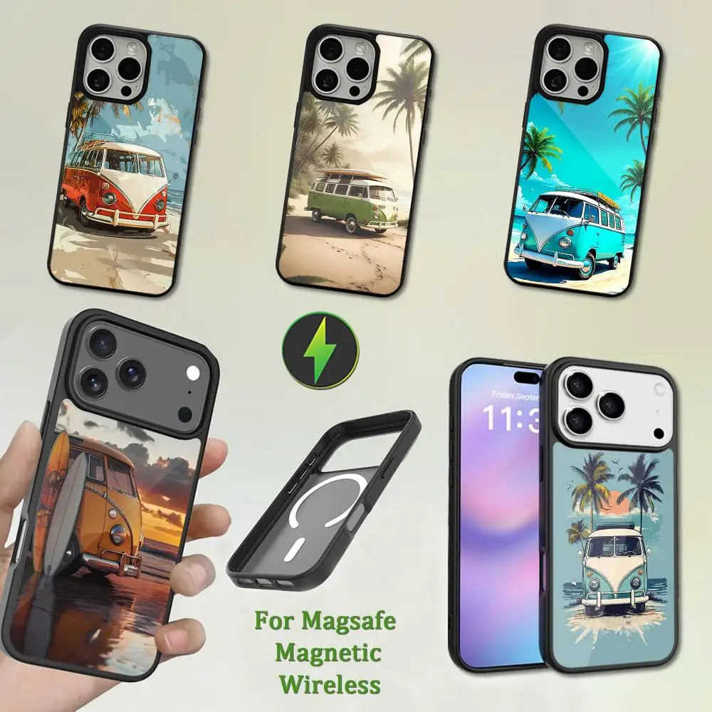 

Combi Van Surf Car Phone Case For iPhone 13,12,11,16,15,17,14,Pro,Max,Plus,Mini,Magsafe,Magnetic Wireless Charging