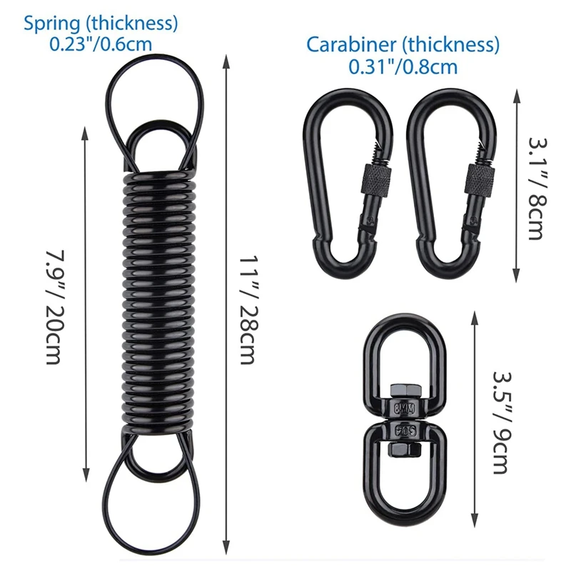 Hammock Spring Swing Chair,Porch Swing Spring With 2 Carabiners&1 Rotating Hook,For Swinging Porch,Hammocks,Punching Bag