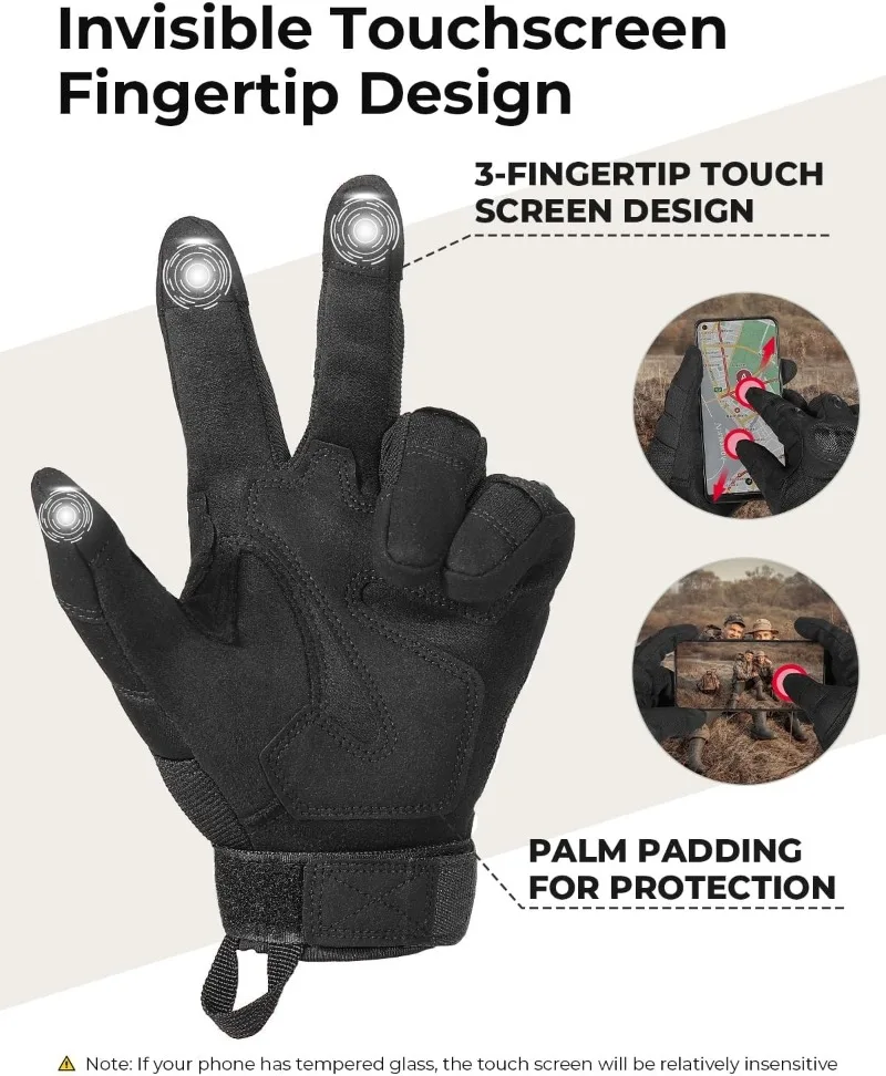 

Tactical Gloves for Men, Touchscreen Motorcycle Gloves with Hard Shell & Palm Padding for Sports Motorcycle Cycling