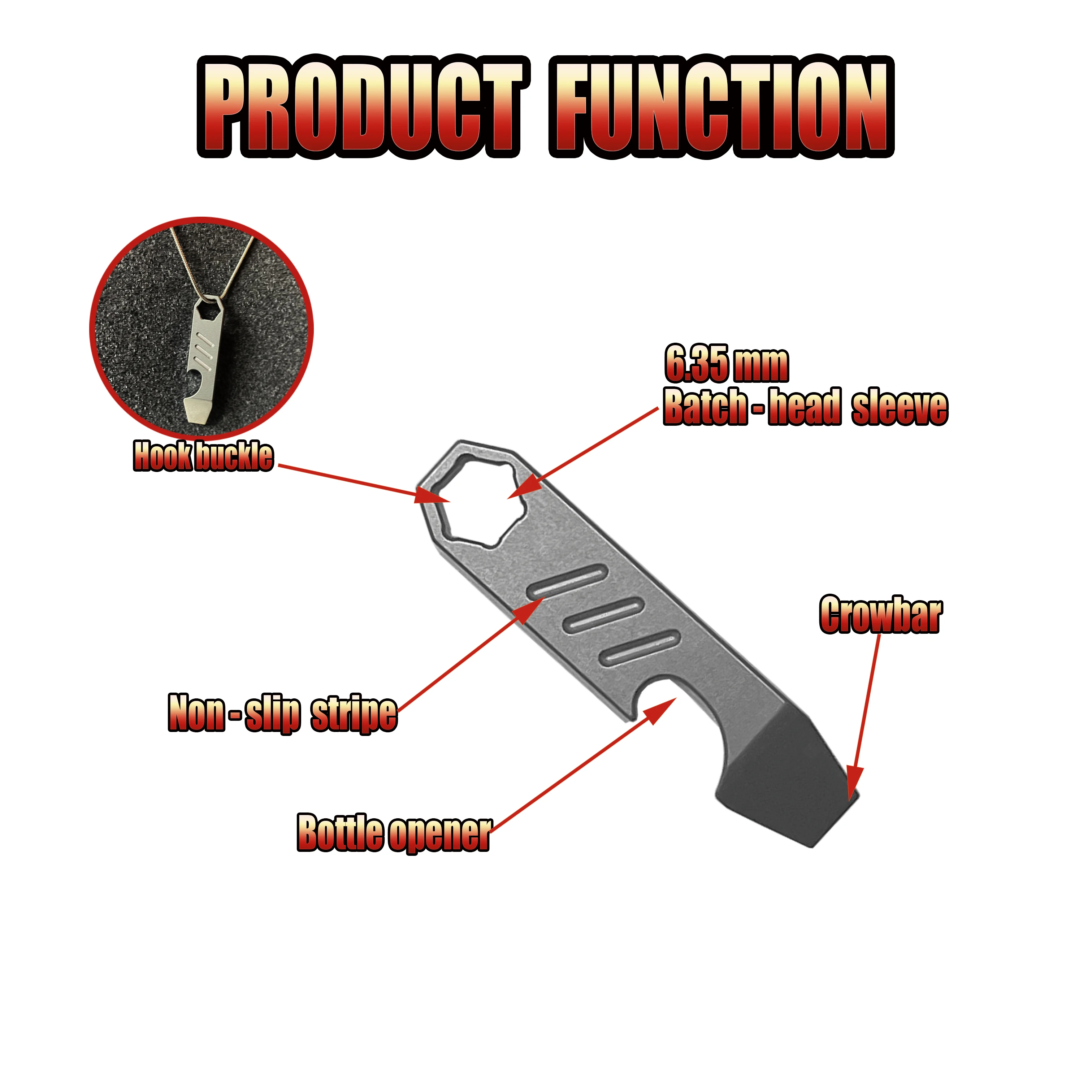 Mini TC4 Crowbar Bottle Opener Graduated Scale Hexagon Wrench EDC Outdoor Tools Multifunction Camping Gear image 4