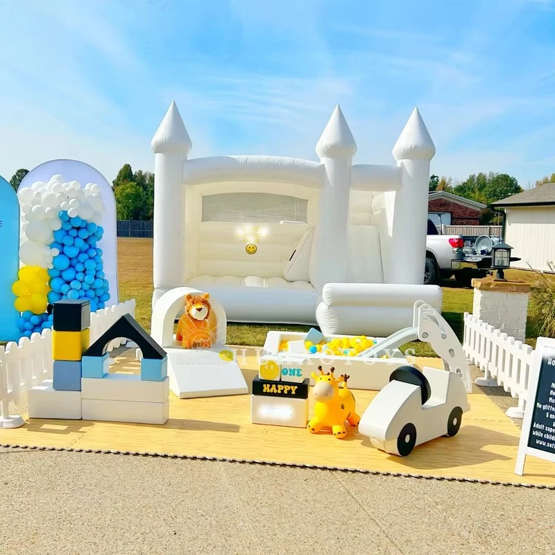 業務用高級パーティー用ホワイトソフトプレイ機器 インフレータブルバウンスハウス ボールピットプール CE認証 室内/屋外使用