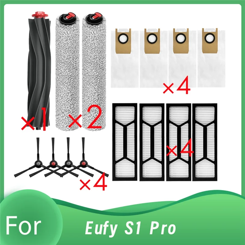 ABRG-Eufy S1 Pro 로봇 진공 메인 브러시 롤러 브러시 필터 먼지 봉투 초내구성 액세서리 오래 지속되는 예비 액세서리