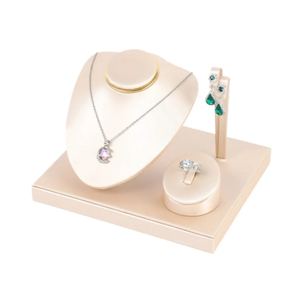 

Fashion Combination Set Jewelry Rack PU Leather Multi-purpose Counter Showcase Props Ornaments Aesthetic