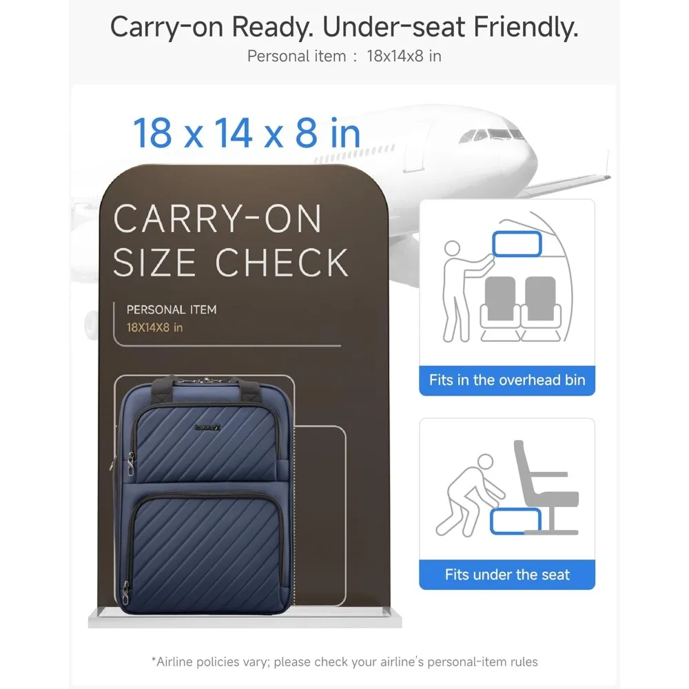 Lightweight Soft Sided Spinner Personal Item Underseat Carry-On Luggage - Stylish Suitcase for Air Travel