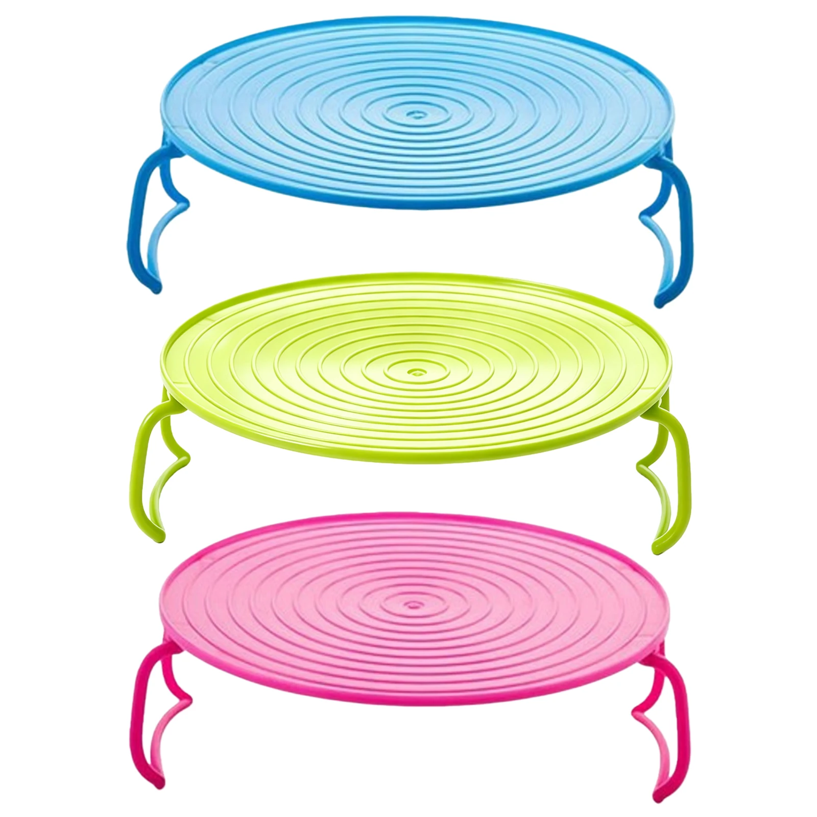 Microwave Stacker Tray Rack 2-Tier PP Plate Foldable Handle Steamer Stand Kitchen Saver