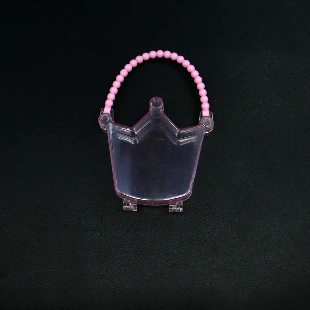 3pcs Fashionable Crown Handbag-Shaped Transparent Plastic Jewelry Packaging Box 80x82mm Small Bead Craft Accessory Storage Box