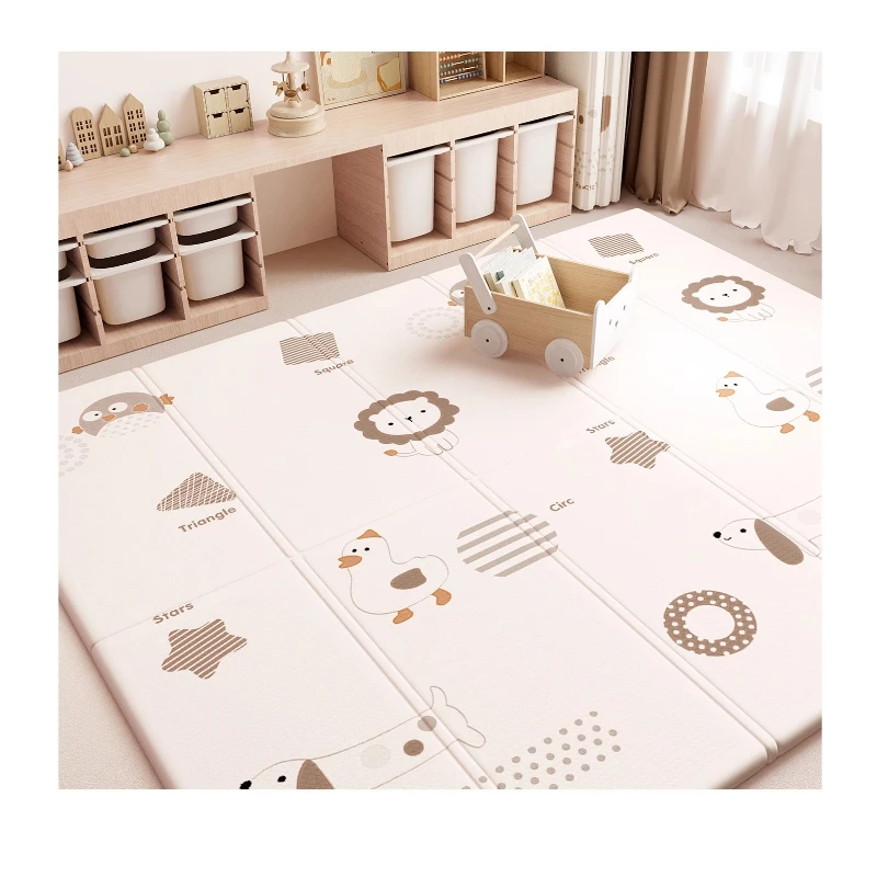 Tapete de brincar para bebês, tapete dobrável para engatinhar, não tóxico, inodoro, quebra-cabeça de espuma para crianças, design confortável