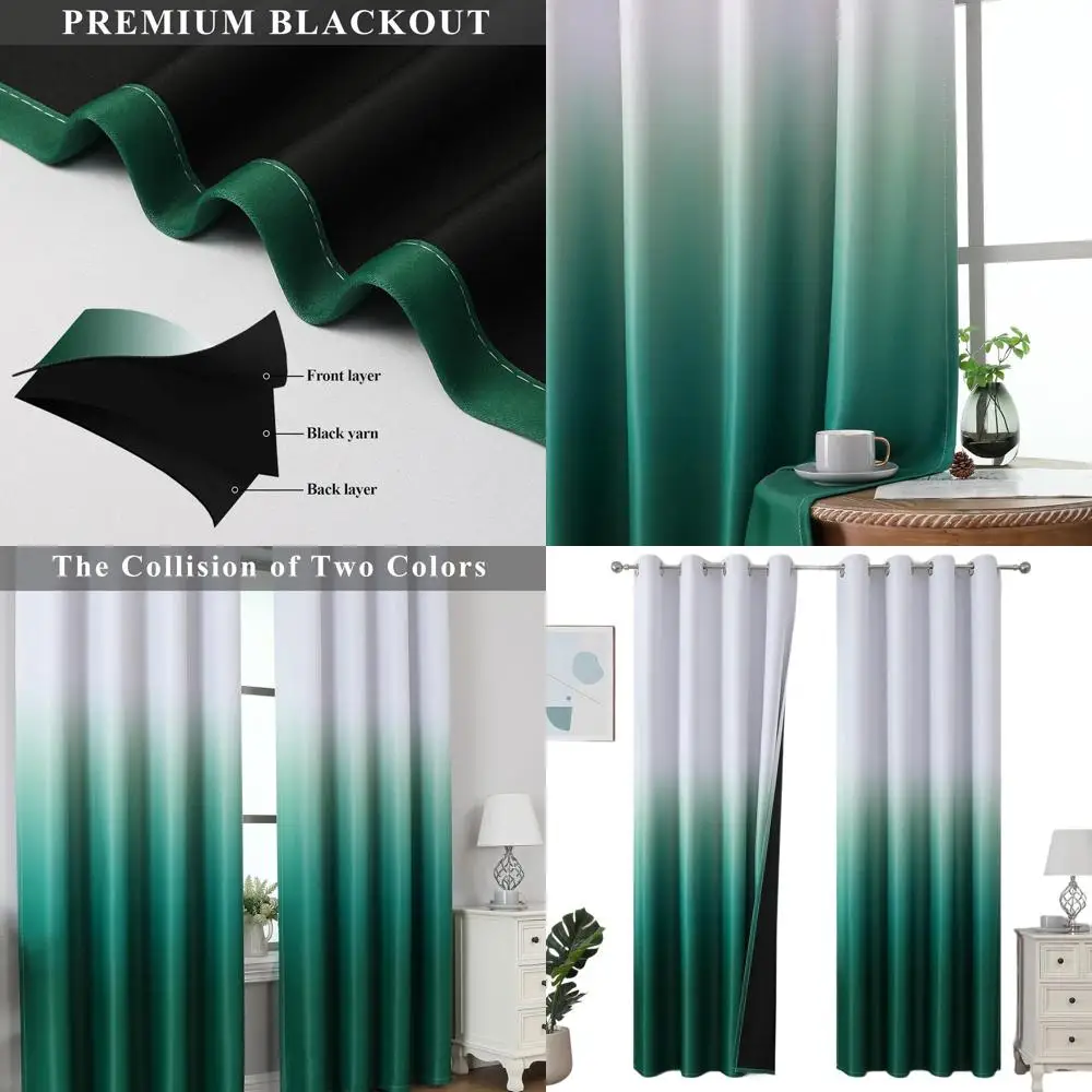 

Зеленые и серые 102 длинные термоизолированные шторы с люверсами для спальни, затемняющие шторы для комнаты (2 панели, 52 Вт x 102 л)