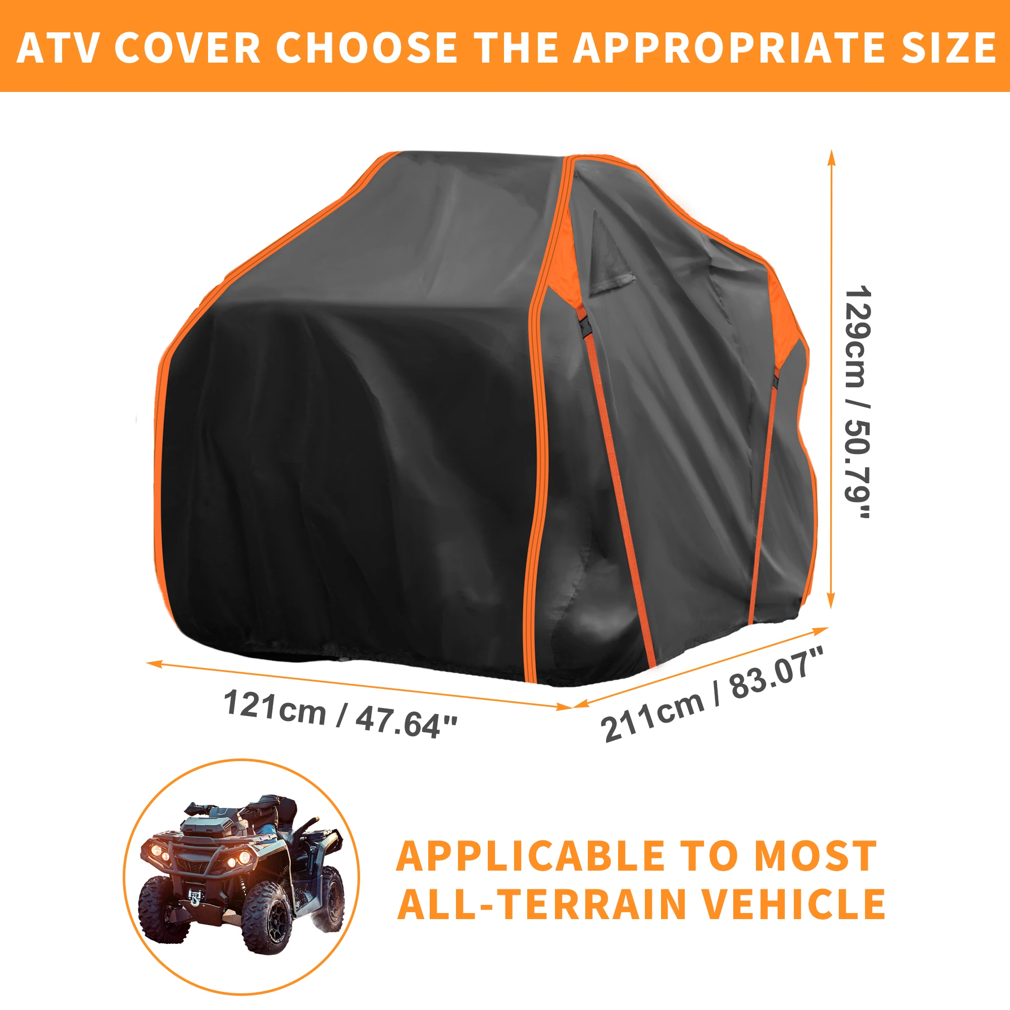 UXCELL Heavy-Duty 210D PU ATV Cover for Polaris Sportsman 850 Protects Against Rain Sun Snow Dust 211x122x120cm  Easy Storage