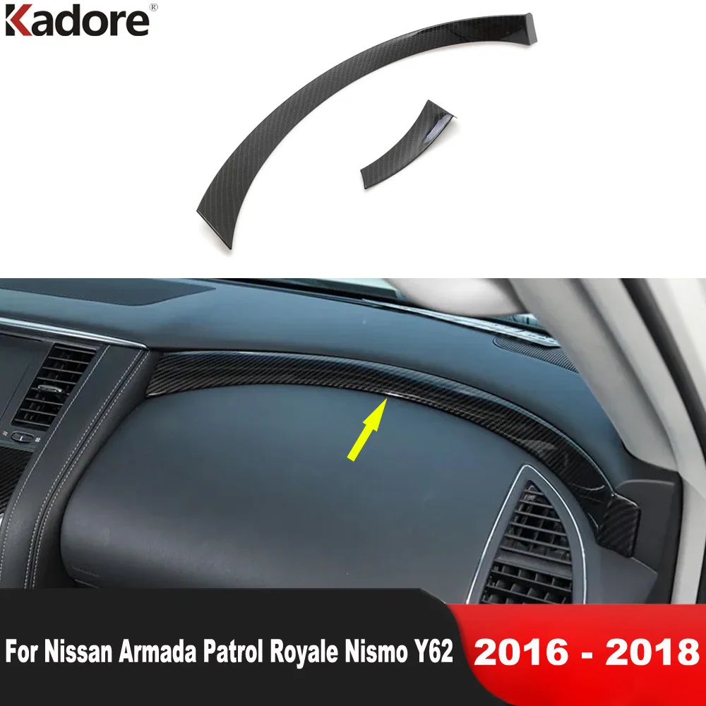 For Nissan Armada Patrol QX80 Y62 2016 2017 2018 Carbon Fiber Car Center Console Dashboard Panel Cover Trim Interior Accessories