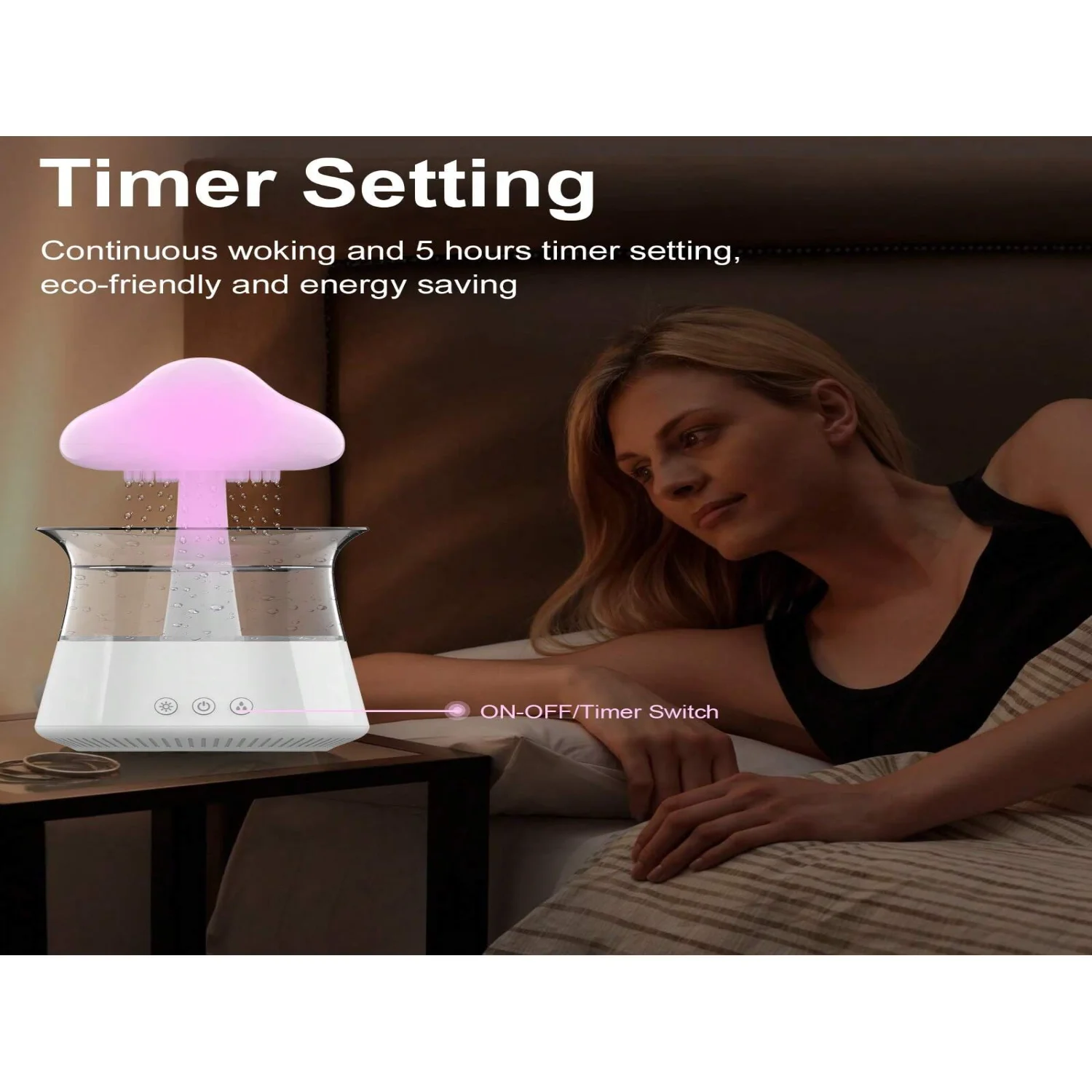 300ml White Noise Aromatherapy Diffusers USB Cloud Humidifiers 7 Colors LED Night Lights With Timer&Auto Shut-Off-It For  Room O