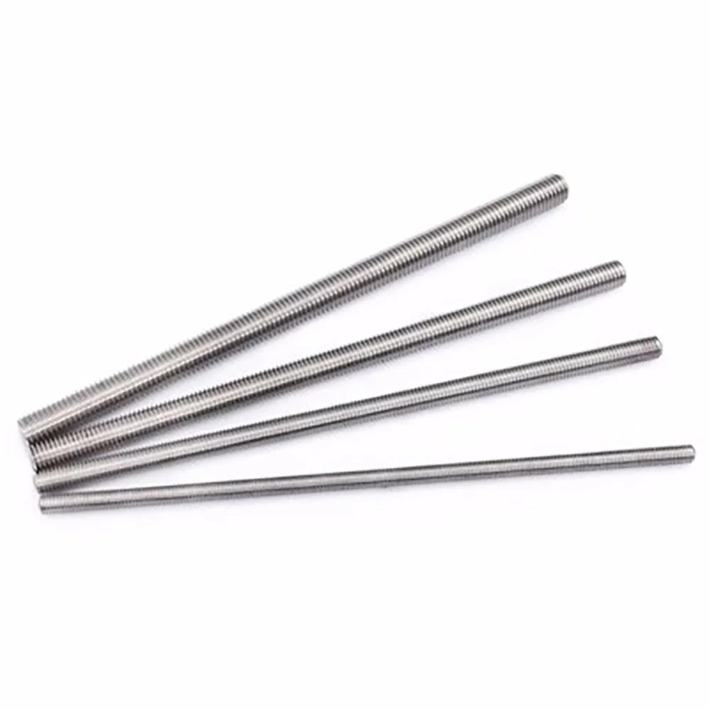 Headless Fully Thread Rod Bar M6 M8 M10 M12 M14 M16 M18 M20x250mm Stud Wire Screw Rod 304 Stainless Steel Fasteners Silver Tone