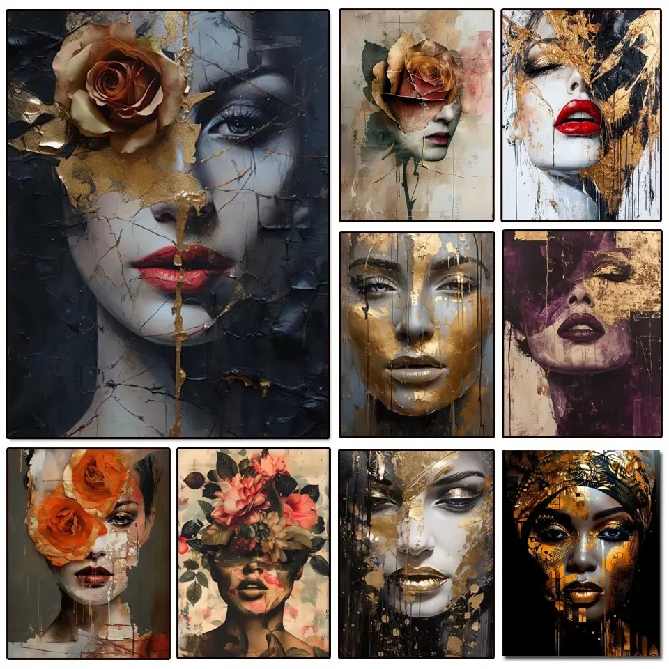 

5D Diamond Painting Art DIY Abstract Woman Portrait Full Square Round Rhinestone Cross Stitch Handmade Mosaic Home Decoration