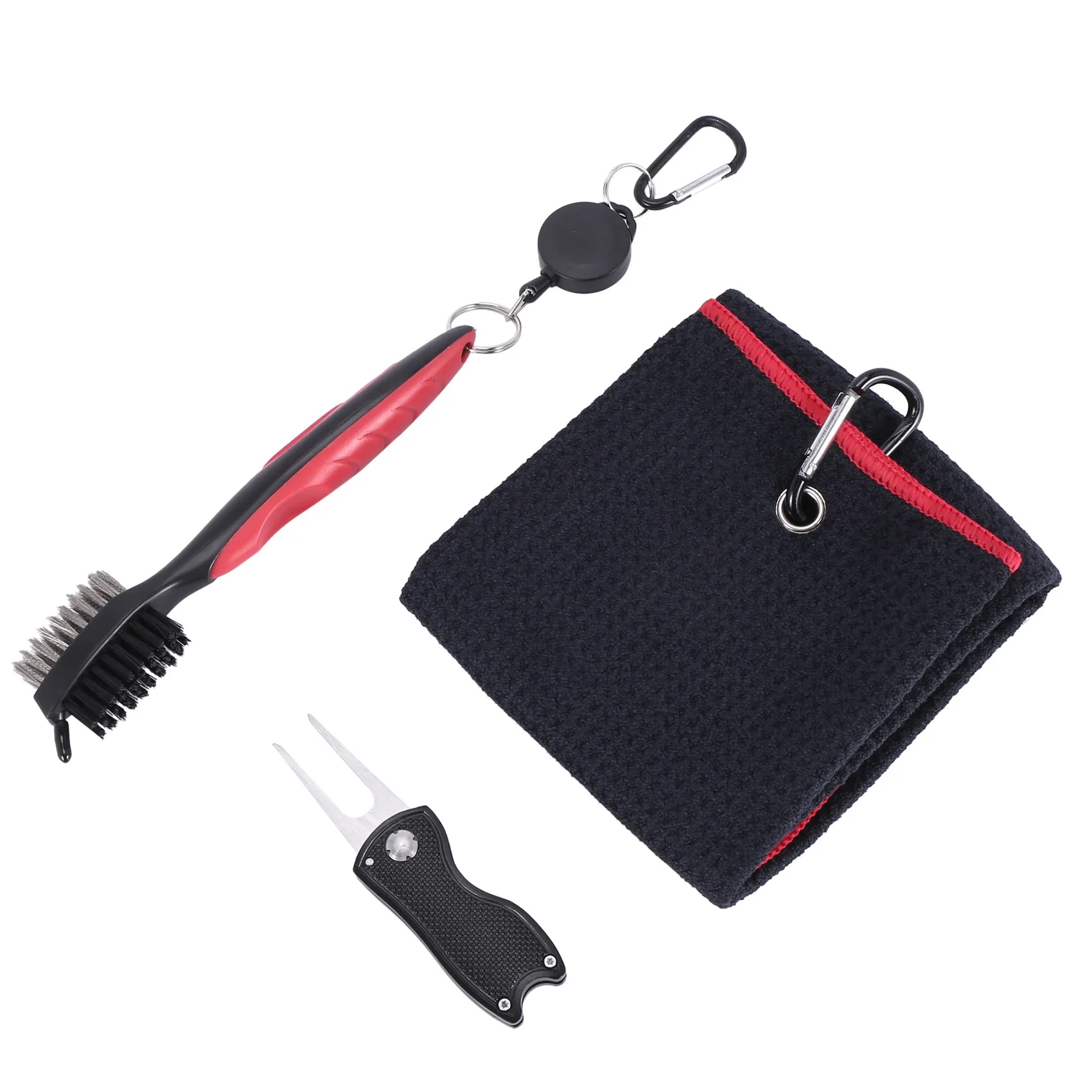 

Golf Towel Microfiber Pattern Golf Towel Club Groove Cleaner Brush Foldable Divot Repair Tool with Magnetic Ball Marker