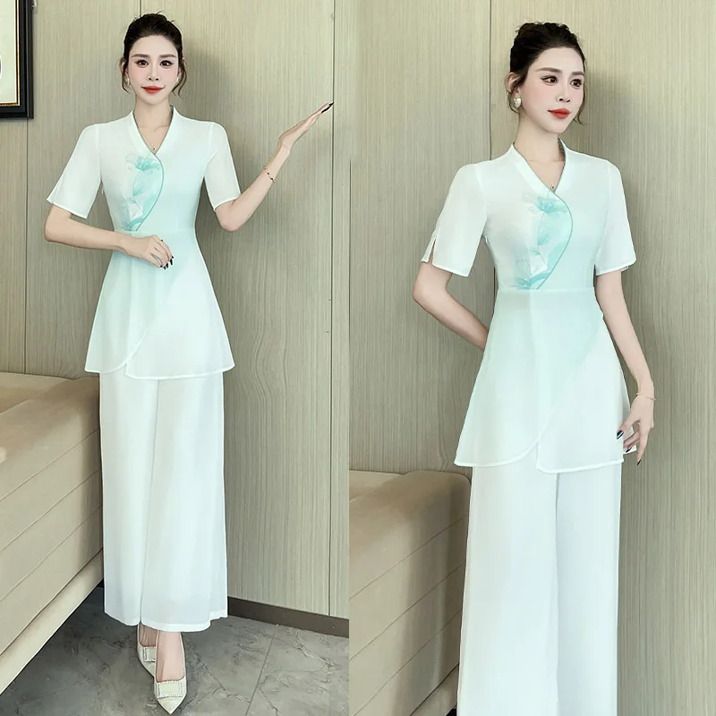 Chinese Style Gradient Beauty Salon Massage Spa Uniform Women Work Clothing Hotel Reception Work Clothes Sauna Foot Bath Uniform