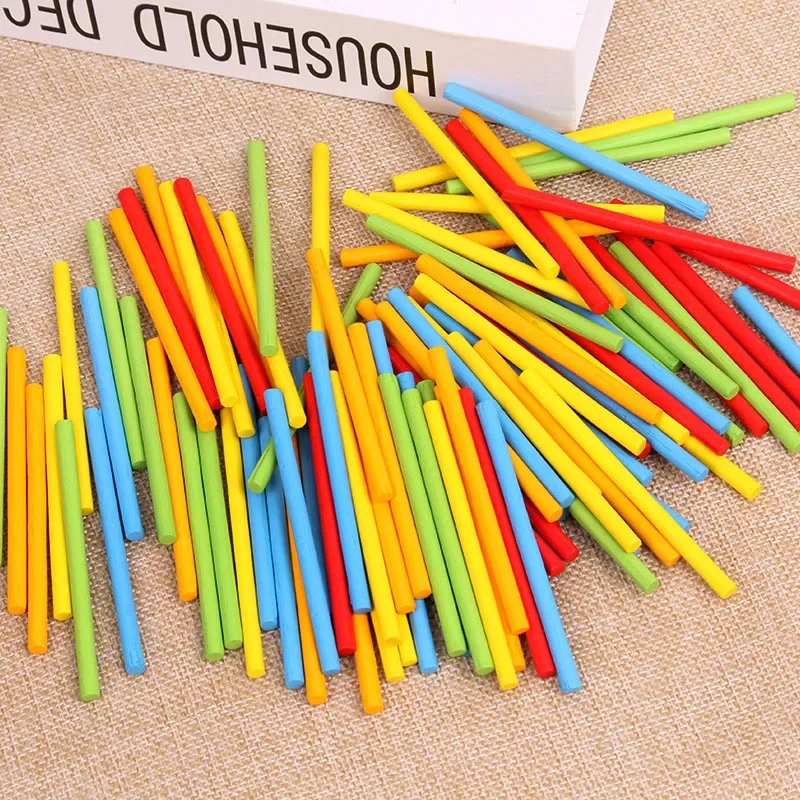 100 Pcs/Pack Colorful Bamboo Sticks Mathematics Counting Game Montessori Preschool Math Learning Toy