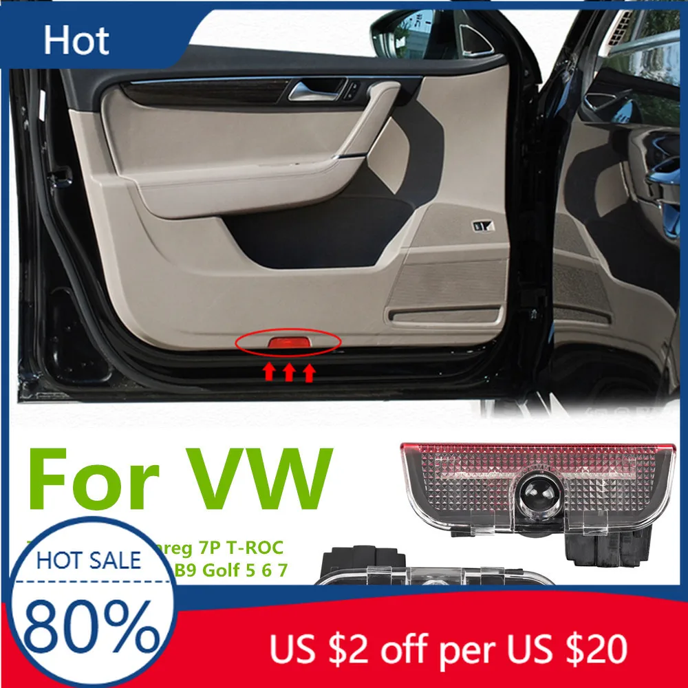 

2025 Горячие новые колпаки-концентраторы, светодиодный проектор двери автомобиля Ghost Shadow, приветственный свет, аксессуары для VW Tiguan MK1 MK2 Scirocco MK3 Touran 5T