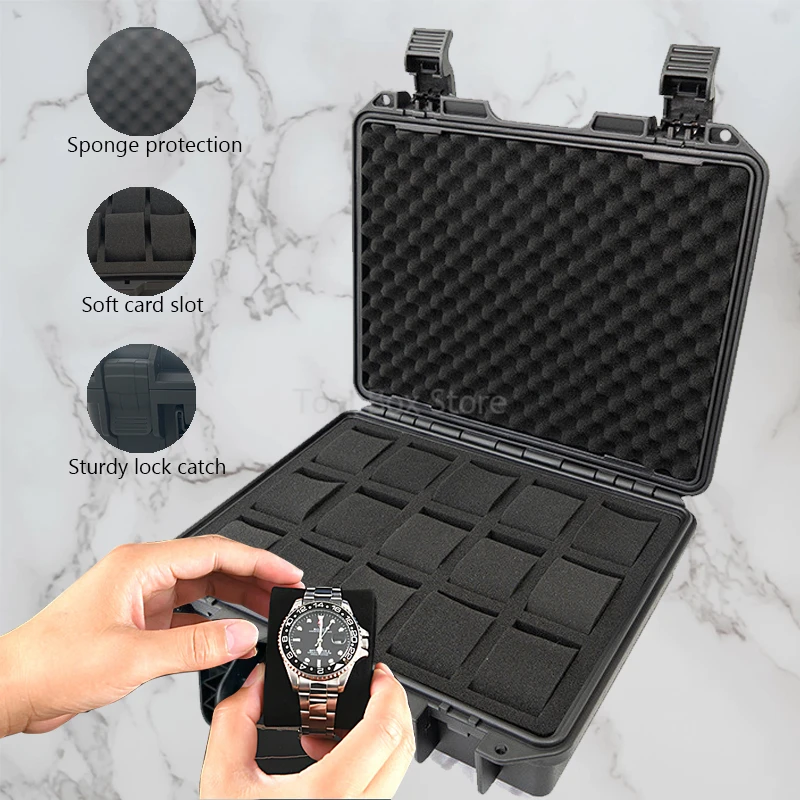 6/10/15 Girds Portable Watch Storage Boxes Organizer Waterproof Hard Carry Case Watch Box Holder Display Cabinet Bag Storage Box