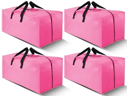 

Набор из 4 прочных сверхбольших сумок для переезда Cosy Family с рюкзачными лямками - прочные ручки и молнии, сумки для хранения вещей.