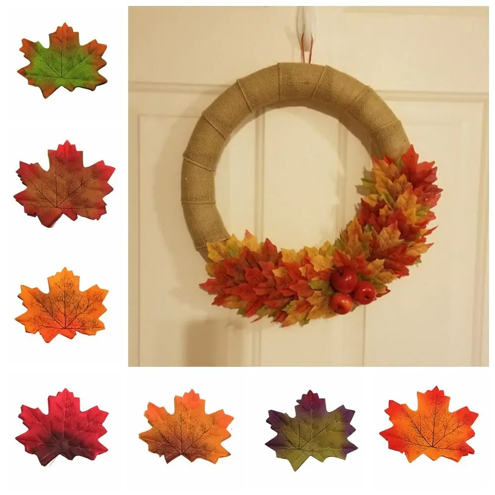 50Pcs/Pack Maple Leaves Simulated Maple Leaves Leaf Plants Artificial Leaf Plants Silk Flower DIY Stacked Maple Leaves