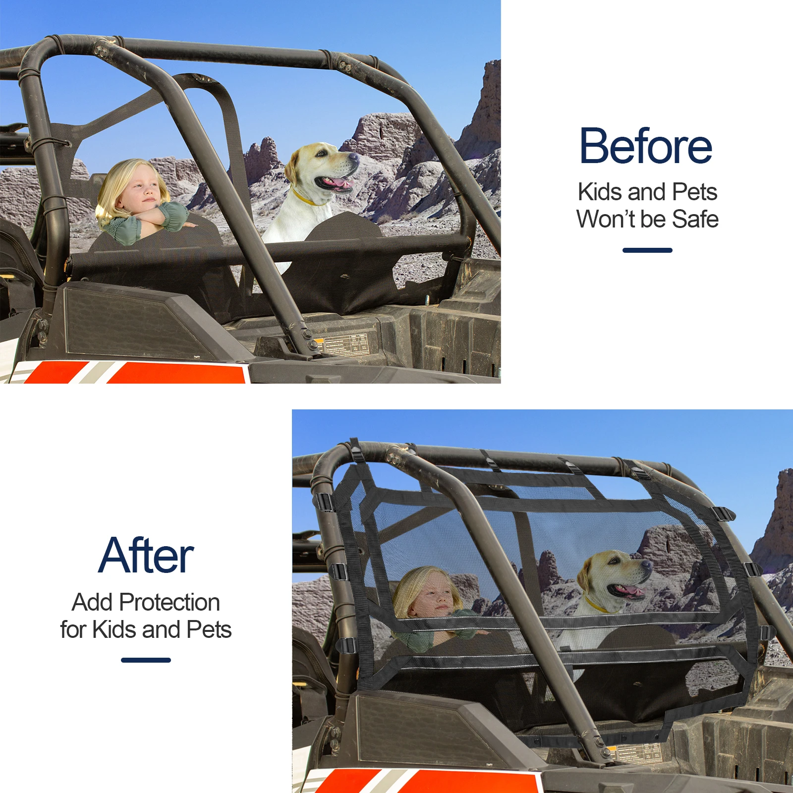 UTV النافذة الخلفية لينة شبكة ظلة الزجاج الأمامي الظل تدفق الهواء الشمس الأشعة فوق البنفسجية شبكة حماية ل بولاريس RZR 1000 توربو XP RZR XP 4 1000