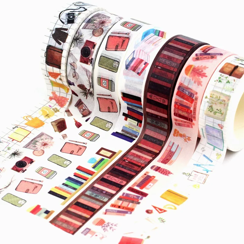 Bulk 10PCS./Lot Decor Library Books & Makeups Washi Tapes Series for Journaling Adhesive Masking Tape Cute Stationery Supplies