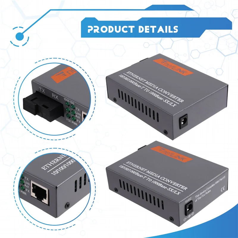 A99E-alimentation externe Gigabit Fiber optique convertisseur de médias HTB-GS-03AB 1000Mbps monomode fibre unique prise ue