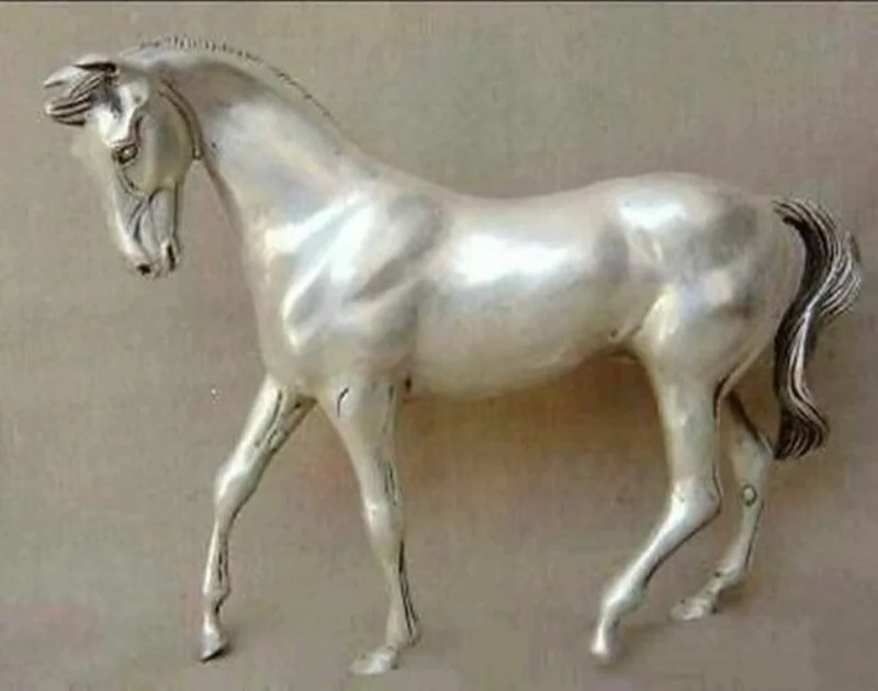 antique excellent old Tibet Silver Horse Statue Vintage Metal Animal Statue