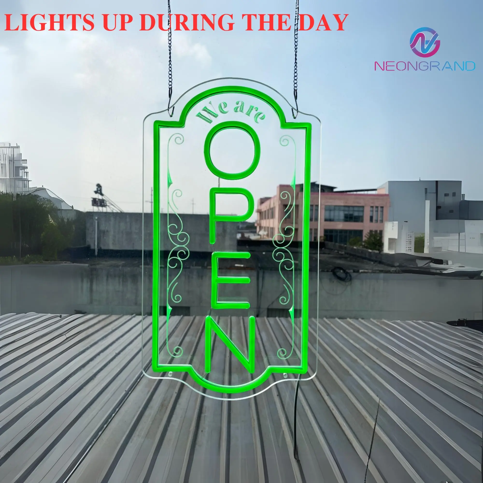 Vertical open sign Vertical Open Led Sign Neon Sign business window light vertical open signs for business (Green