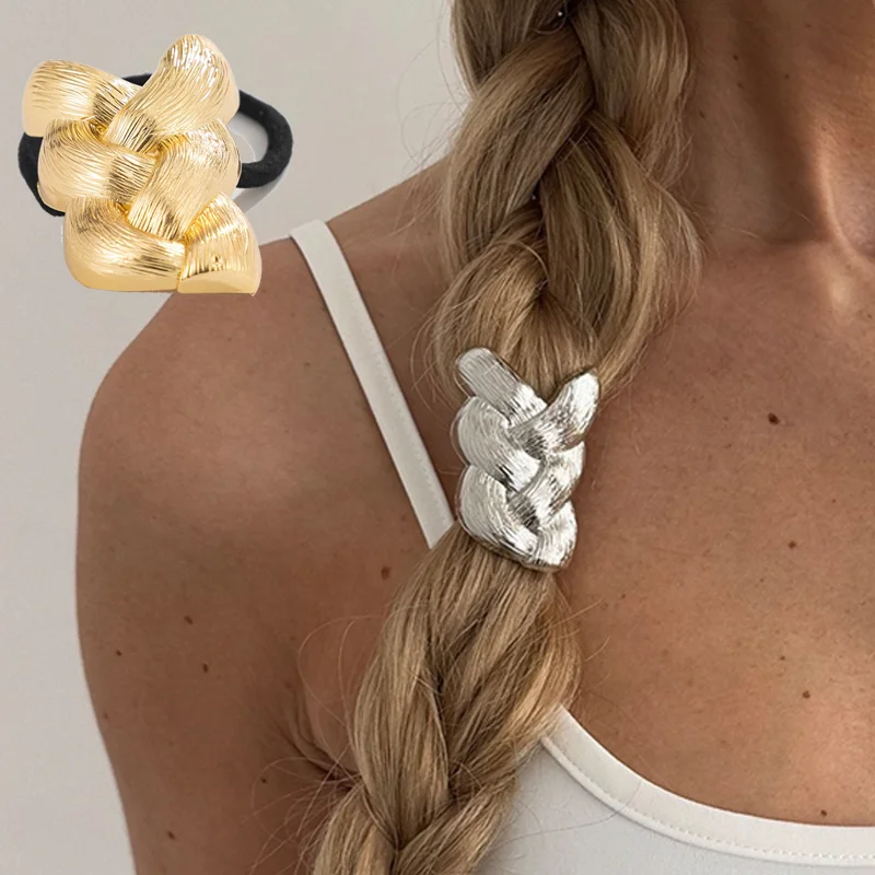 

New Minimalist Braided Hair Tie with Metal Accents Playful Twisted Braid Hair Accessory for Women Perfect for Everyday Wear INS