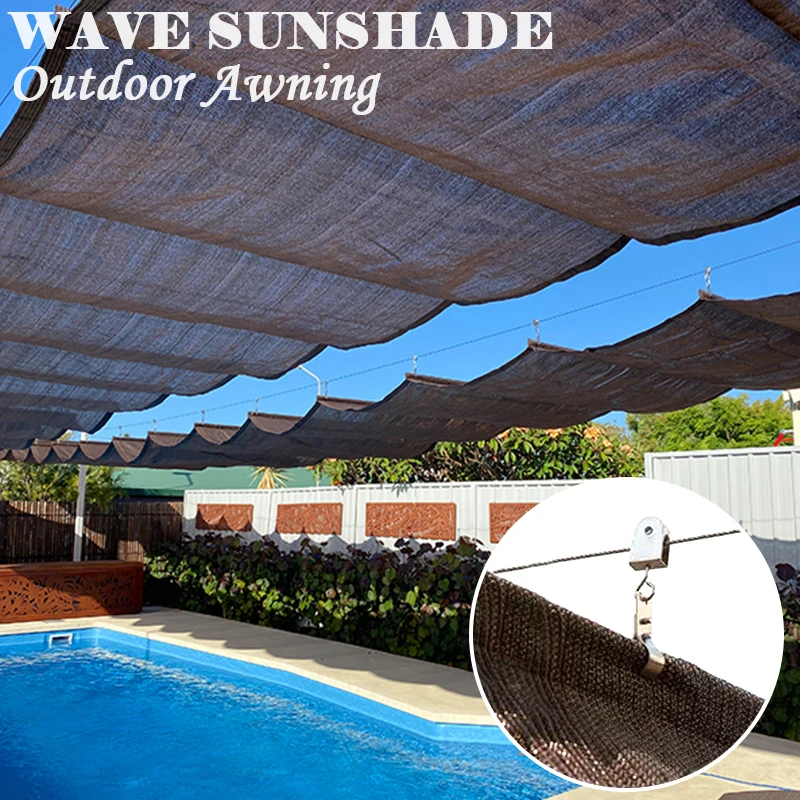 Width 3m Telescopic Wave Sunshade Sail Summer Patio Waterproof Sun Shade Net Swimming Pool Retractable Shading Cover