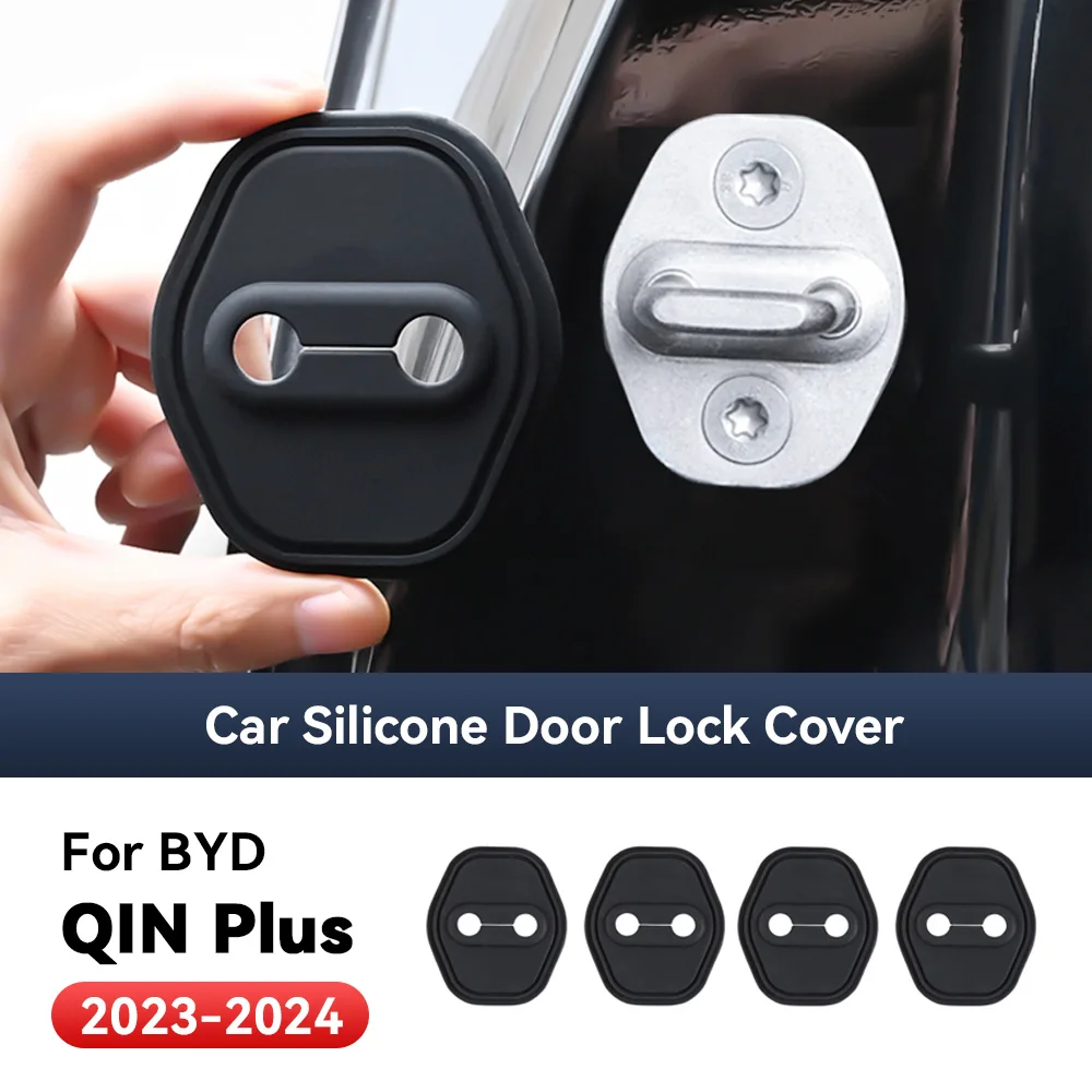 

4 шт. силиконовые защитные накладки на замки дверей автомобиля, амортизирующие чехлы для BYD QIN PLUS DM-i 2022-2024