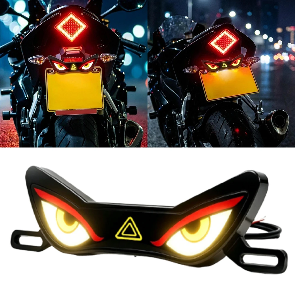 Motorcycle Cool Demon Eye Ambient Light LED Breathing Neon Light Flashing Warning Lamp Brake Light Motorcycles Modified Decor