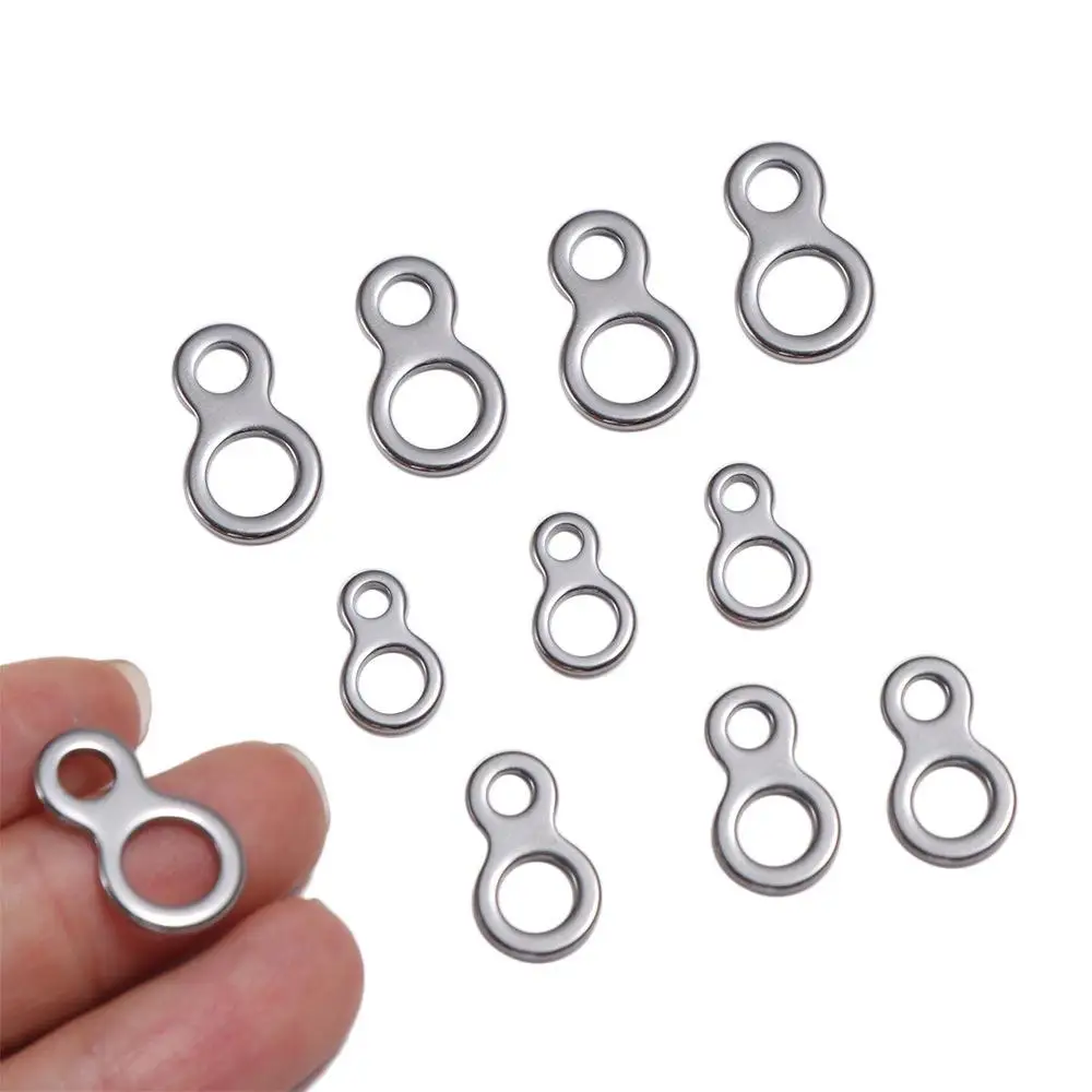 10Pcs Stainless Steel Fishing Solid Ring 8 Shape Double 8 Jigging Rings Swivels Trolling Connector Lure Jig