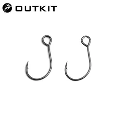 OUTKIT 10pcs for Fishing Lure Spare Hook ORIGIN S55m Single Fish Hooks Inline Big Eye Size 6 8 10 12 Tackle High Carbon Steel