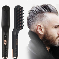 Portable Hair Straightener Brush Men Fluffy Hair Electric Curling Beard Straightener Beard Care Short Hair Straightener Comb