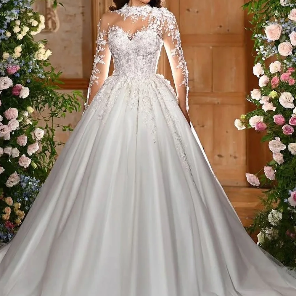 Exquisite Handmade Flowers A-Line Wedding Dress